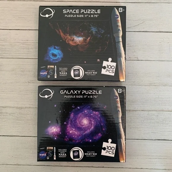 NASA Space Puzzles Galaxy Planets Star Milky Way Stickers Fact Sheets NEW Sealed - Picture 1 of 7